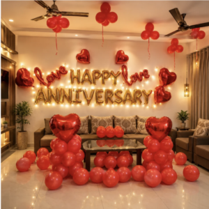 Romantic Balloon Decoration of Anniversary Surprise for Wife