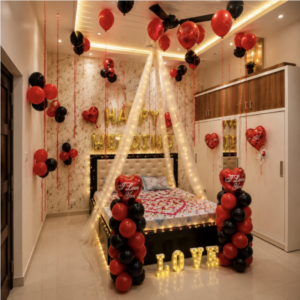 First Night Decoration with Romantic Cabana Setup with flowers.