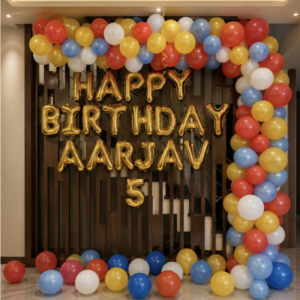 Balloon decoration with colorful props for Kids birthday party