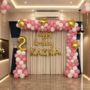 Balloon Decoration for the 2nd Birthday of Baby Girls